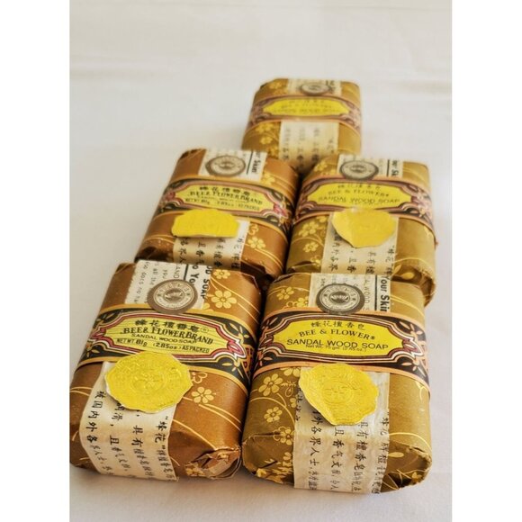 Bee & Flower Sandal Wood Soap Bars - LOT OF 5 - Picture 3 of 6